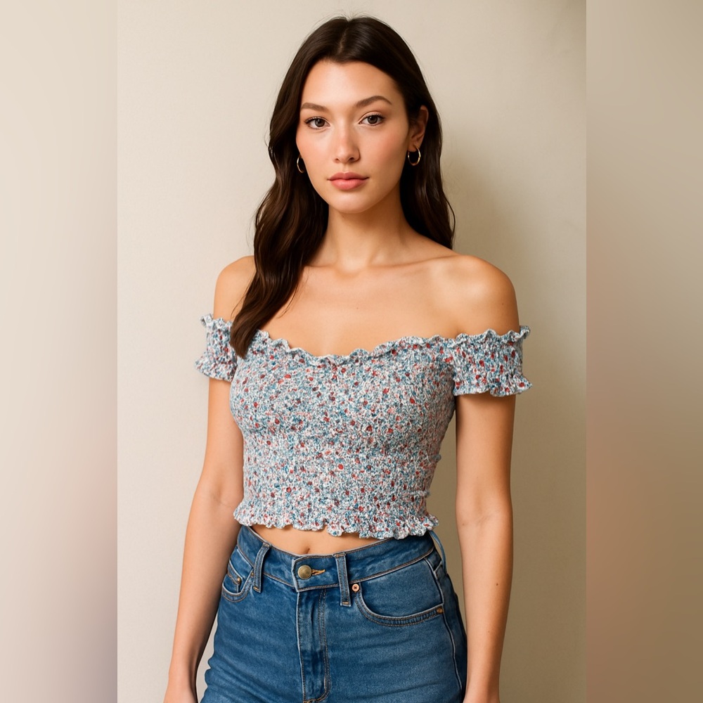 Almost Famous Multicolor Floral Off-Shoulder Blouse small